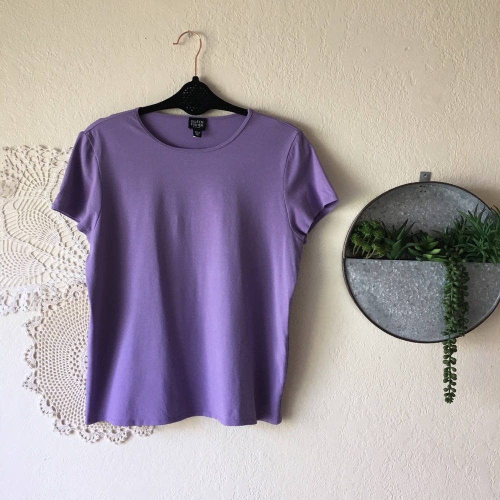 Eileen Fisher lavender jersey basic tee petite